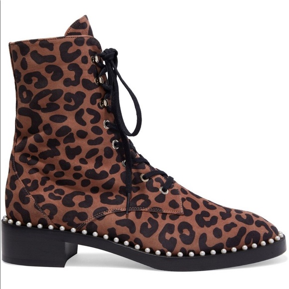 STUART WEITZMAN SONDRA FAUX PEARL LEOPARD BOOT 10.5 NEW IN BOX - Picture 1 of 6